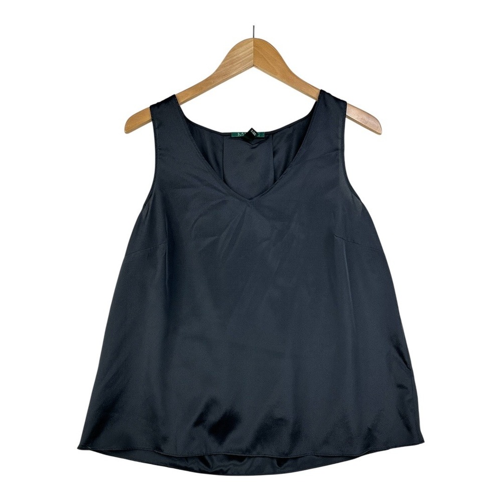 Lauren Ralph Lauren V-neck Sleeveless Blouse size 10 Black‎